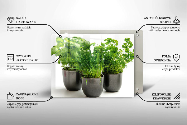 Chopping board glass Potflowers with herbs