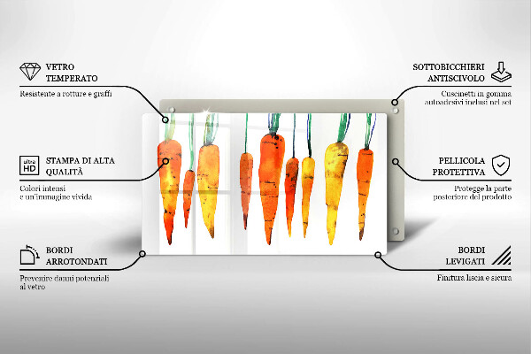 Chopping board glass Carrot illustration