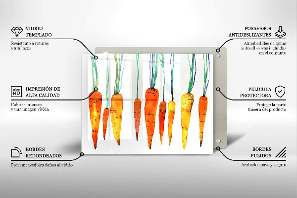 Chopping board glass Carrot illustration
