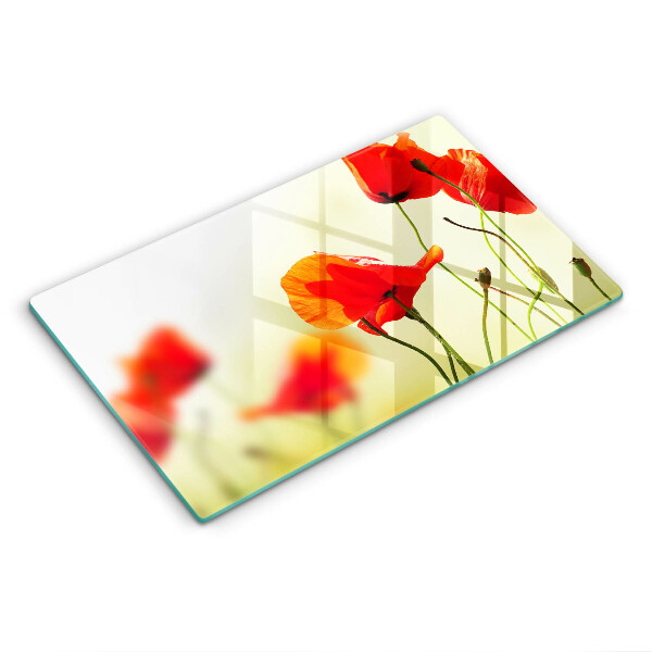 Chopping board glass Red flowers