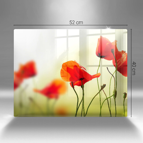 Chopping board glass Red flowers