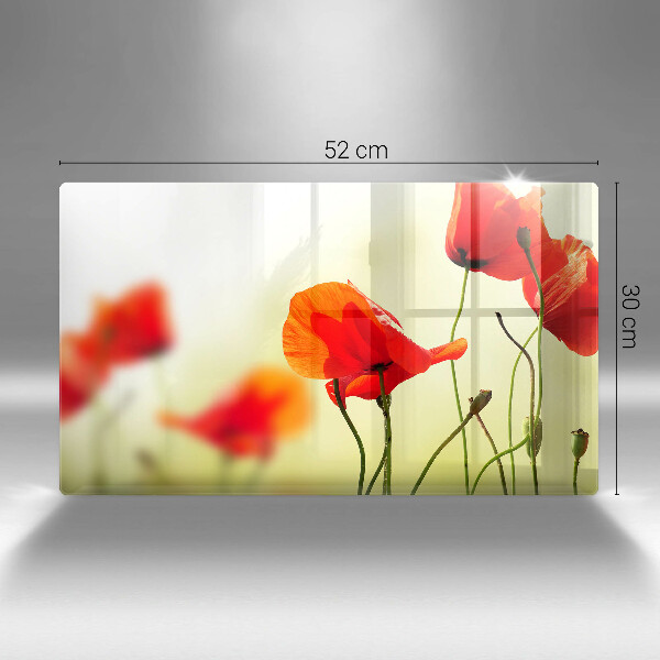 Chopping board glass Red flowers