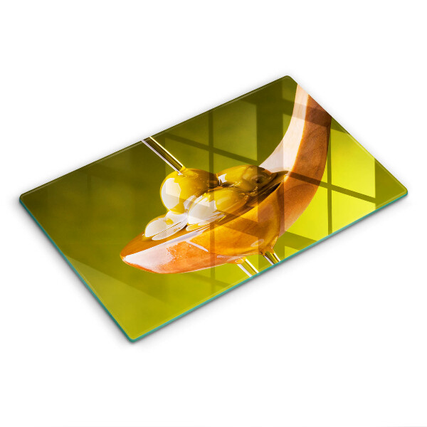 Chopping board glass Oliwa and olives