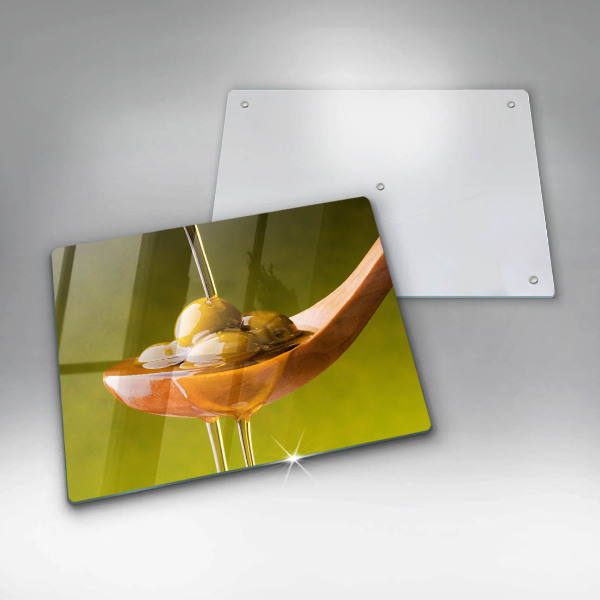 Chopping board glass Oliwa and olives