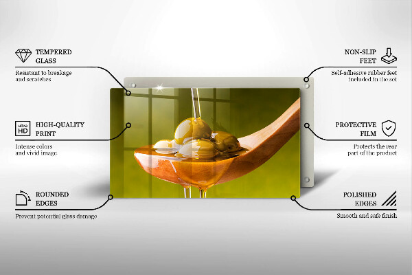 Chopping board glass Oliwa and olives