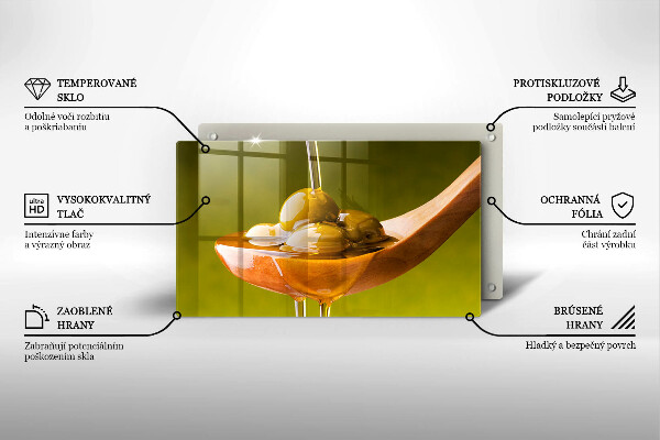 Chopping board glass Oliwa and olives