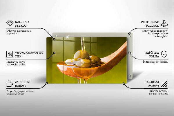 Chopping board glass Oliwa and olives