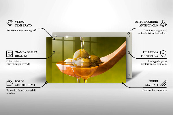 Chopping board glass Oliwa and olives