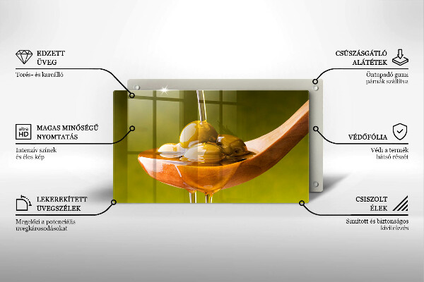 Chopping board glass Oliwa and olives