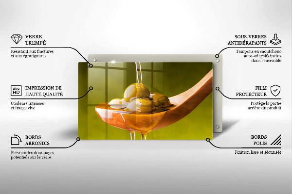 Chopping board glass Oliwa and olives