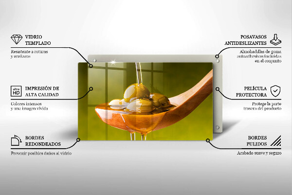 Chopping board glass Oliwa and olives