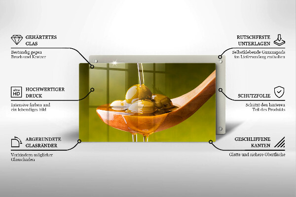 Chopping board glass Oliwa and olives