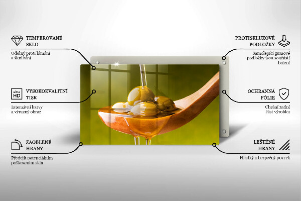 Chopping board glass Oliwa and olives