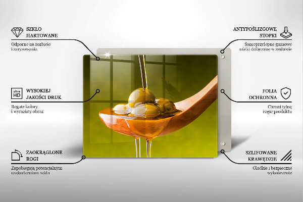 Chopping board glass Oliwa and olives