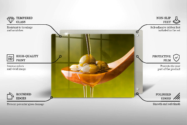 Chopping board glass Oliwa and olives