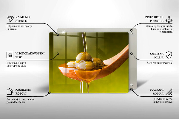 Chopping board glass Oliwa and olives