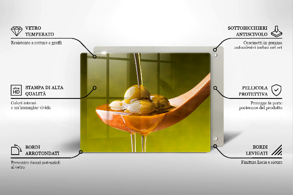 Chopping board glass Oliwa and olives