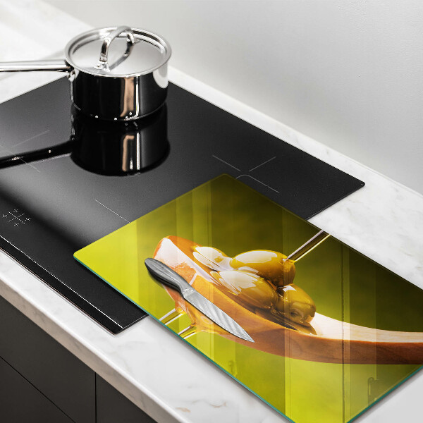 Chopping board glass Oliwa and olives