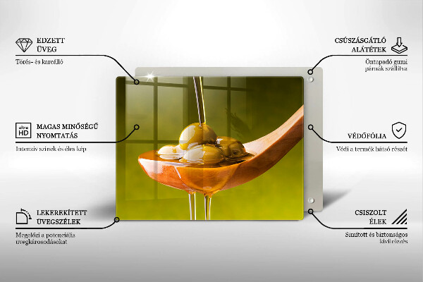 Chopping board glass Oliwa and olives