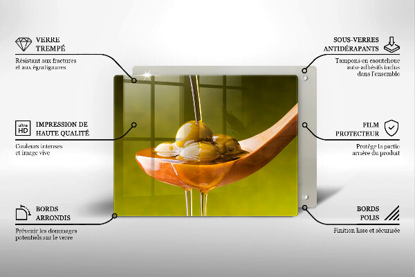 Chopping board glass Oliwa and olives