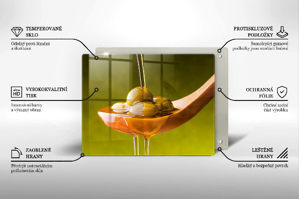 Chopping board glass Oliwa and olives