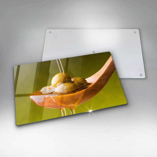 Chopping board glass Oliwa and olives