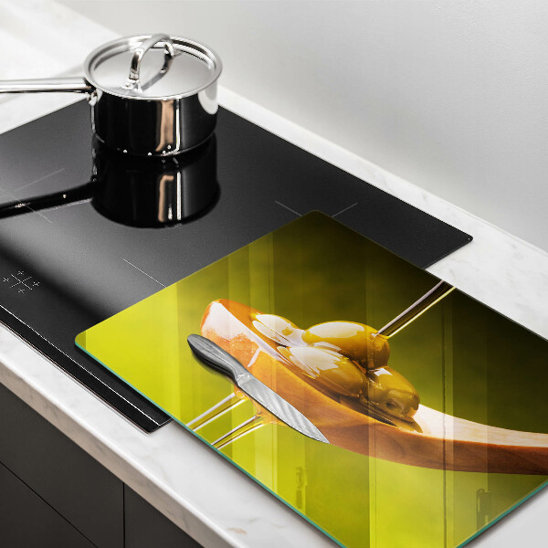 Chopping board glass Oliwa and olives