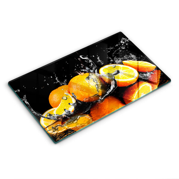 Chopping board glass Juicy fruit oranges