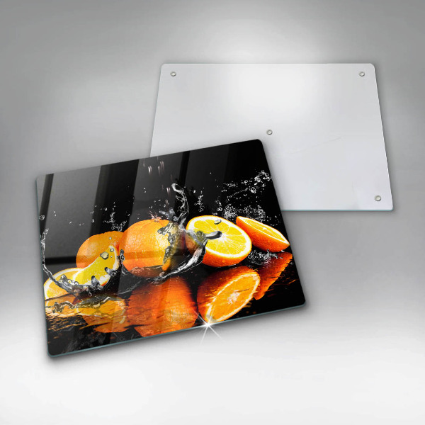 Chopping board glass Juicy fruit oranges