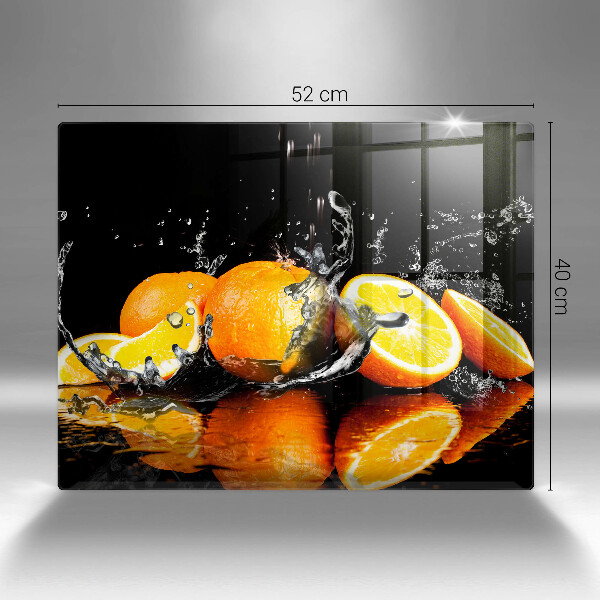 Chopping board glass Juicy fruit oranges
