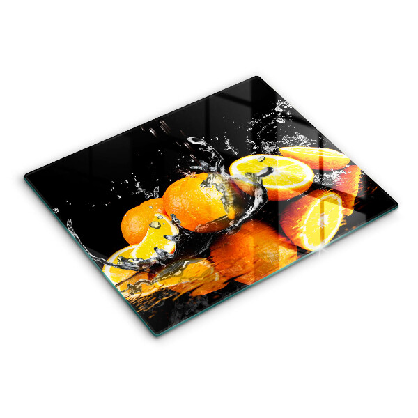 Chopping board glass Juicy fruit oranges