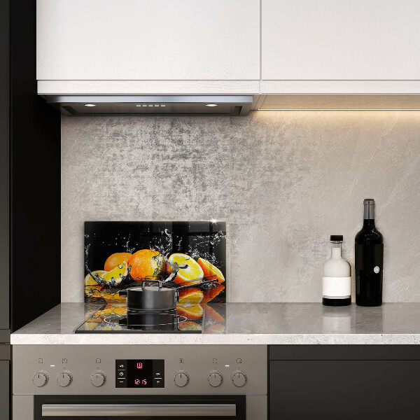 Chopping board glass Juicy fruit oranges