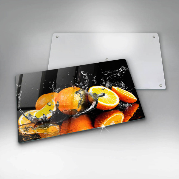 Chopping board glass Juicy fruit oranges