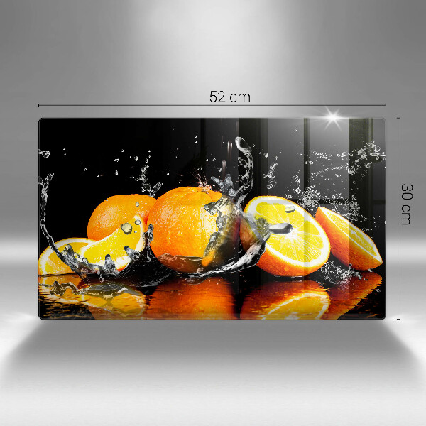 Chopping board glass Juicy fruit oranges
