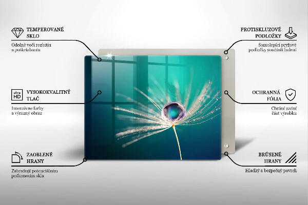 Chopping board Dew on a dandelion