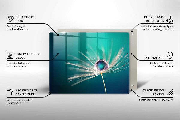 Chopping board Dew on a dandelion