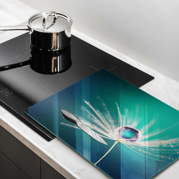 Chopping board Dew on a dandelion