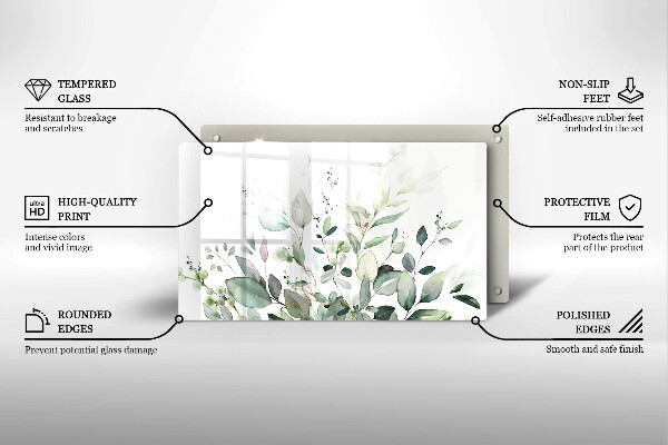 Chopping board Watercolor plants