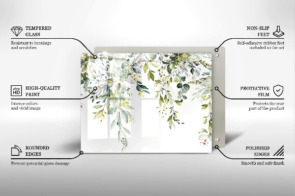 Chopping board Decorative leaves and flowers