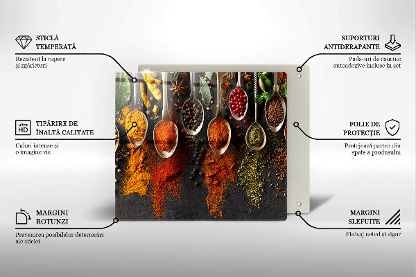 Chopping board Spoons with spices