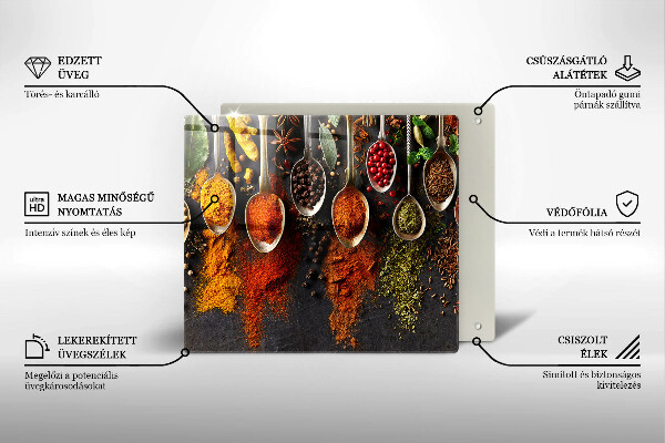 Chopping board Spoons with spices