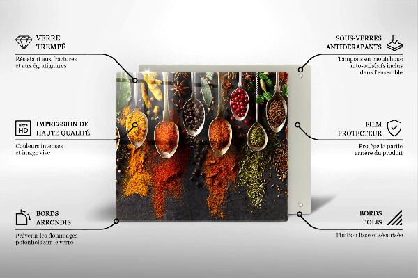 Chopping board Spoons with spices