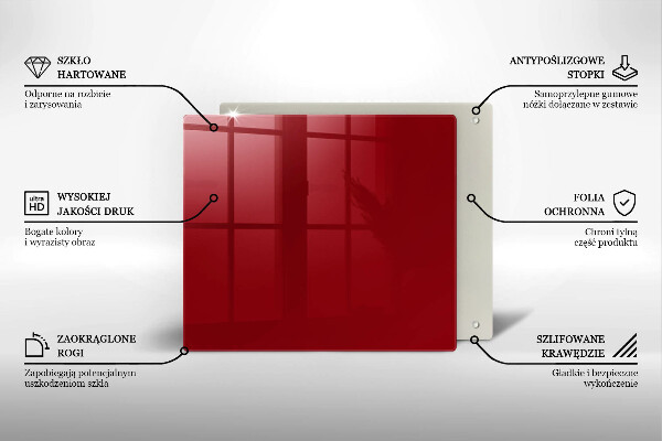 Glass worktop protector Red colour