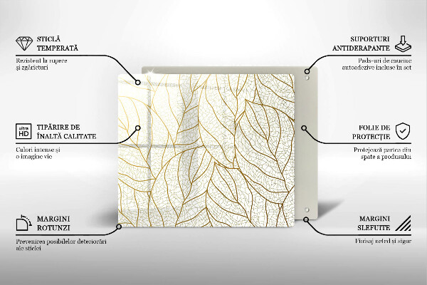 Chopping board Line-art leaves pattern