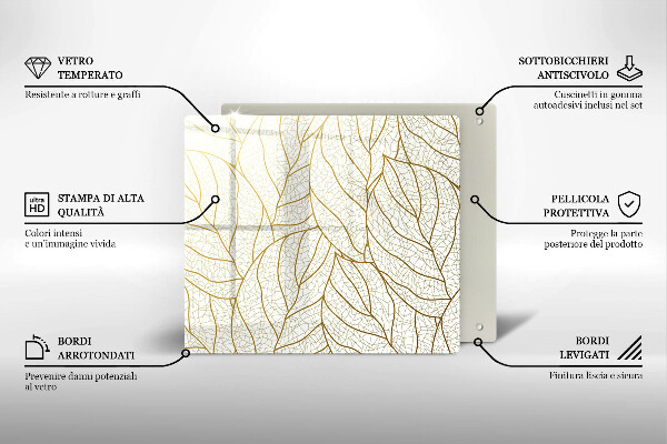 Chopping board Line-art leaves pattern