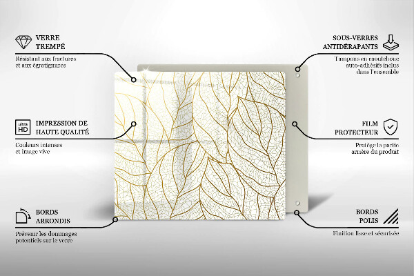 Chopping board Line-art leaves pattern