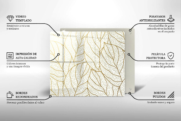 Chopping board Line-art leaves pattern