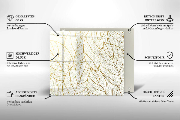 Chopping board Line-art leaves pattern