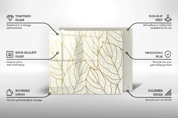 Chopping board Line-art leaves pattern