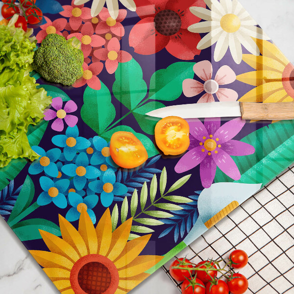 Chopping board Illustration meadow flowers